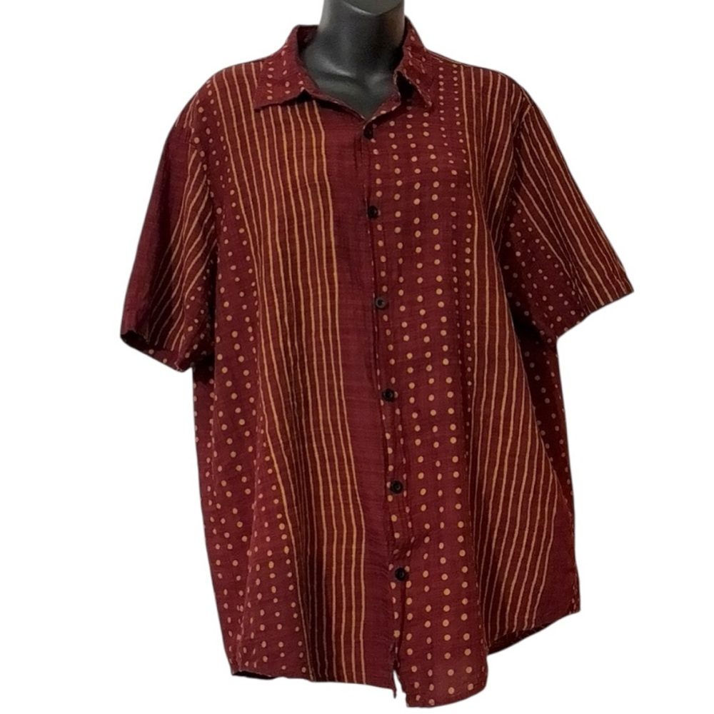 VATPAVE Mens Short Sleeve Button Down tribal print Shirt size L